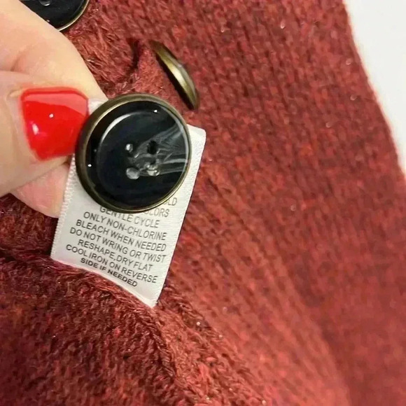 Fortune & Ivy Womens Cardigan Rust S Open Front Long Line Metallic Knit Trendy - Picture 9 of 16